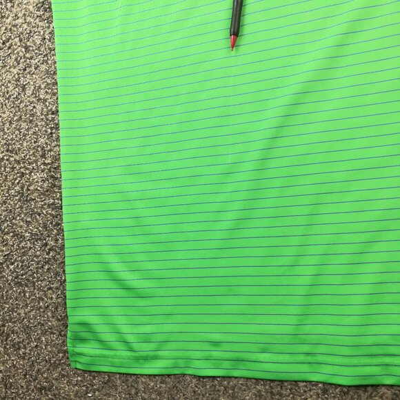 Donald Ross Stonewall Links Polo Shirt Striped Green Blue Mens XL - Picture 7 of 8